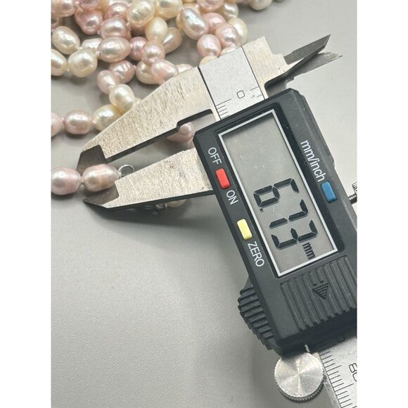 Freshwater Cultivated Pearl Necklace in Pale Pink & White Sterling Silver Clasp - Picture 6 of 7